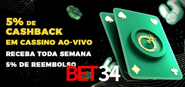 Promoções do cassino ao Vivo Bet34